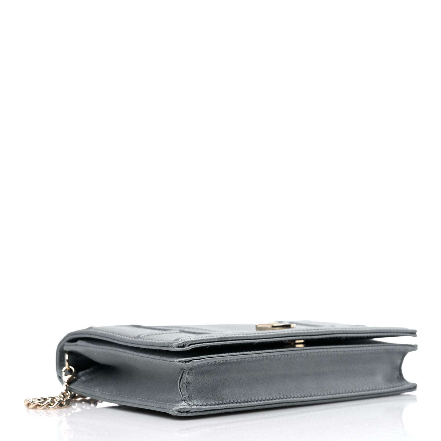 Satin Diorama Wallet on Chain Pouch Blue Gray