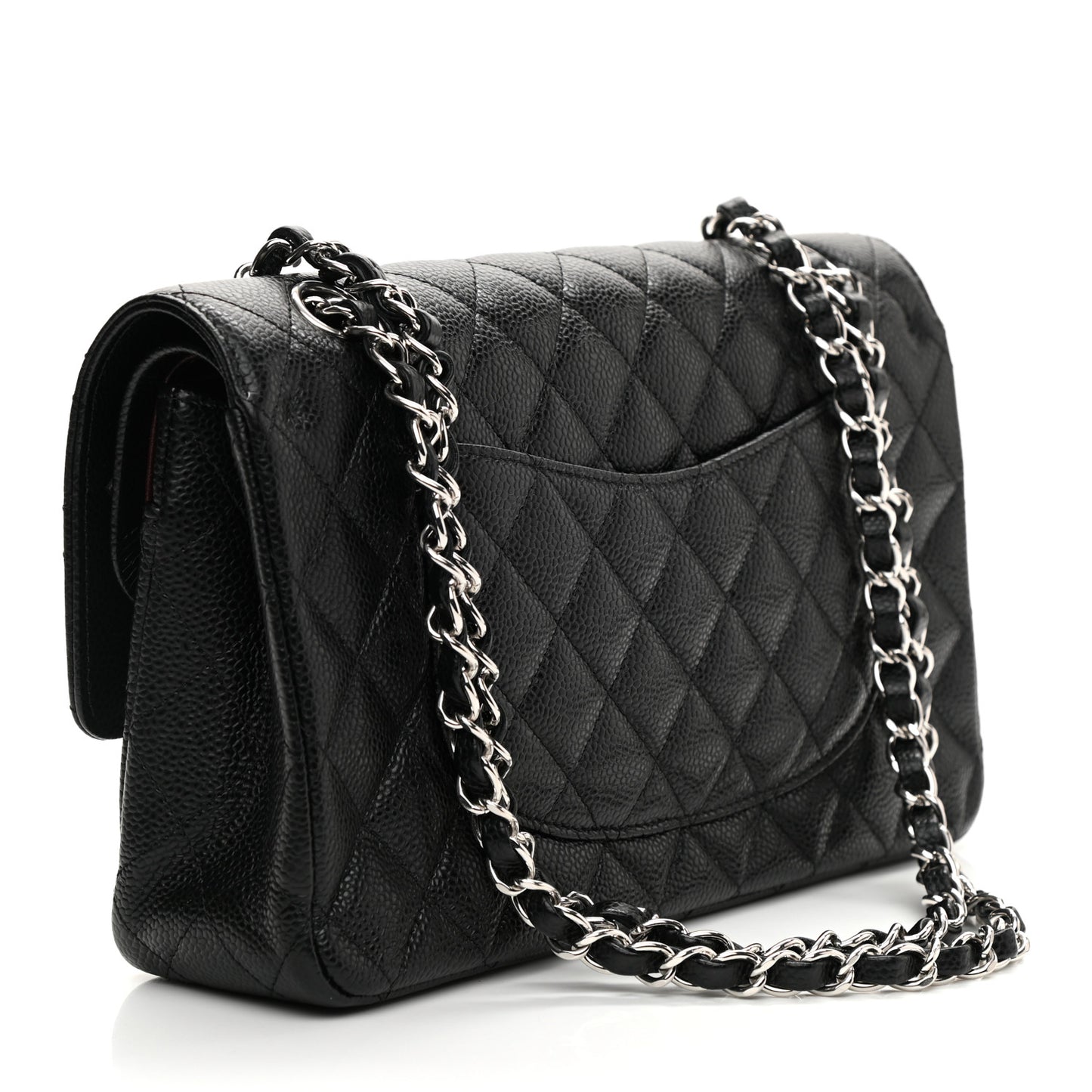 Caviar Quilted Medium Double Flap Black