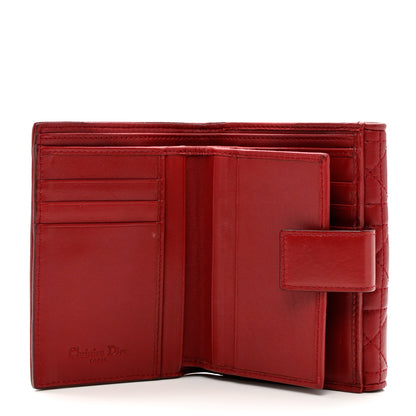Christian Dior Lambskin Cannage Lady Dior Compact Wallet Red 5 of 6