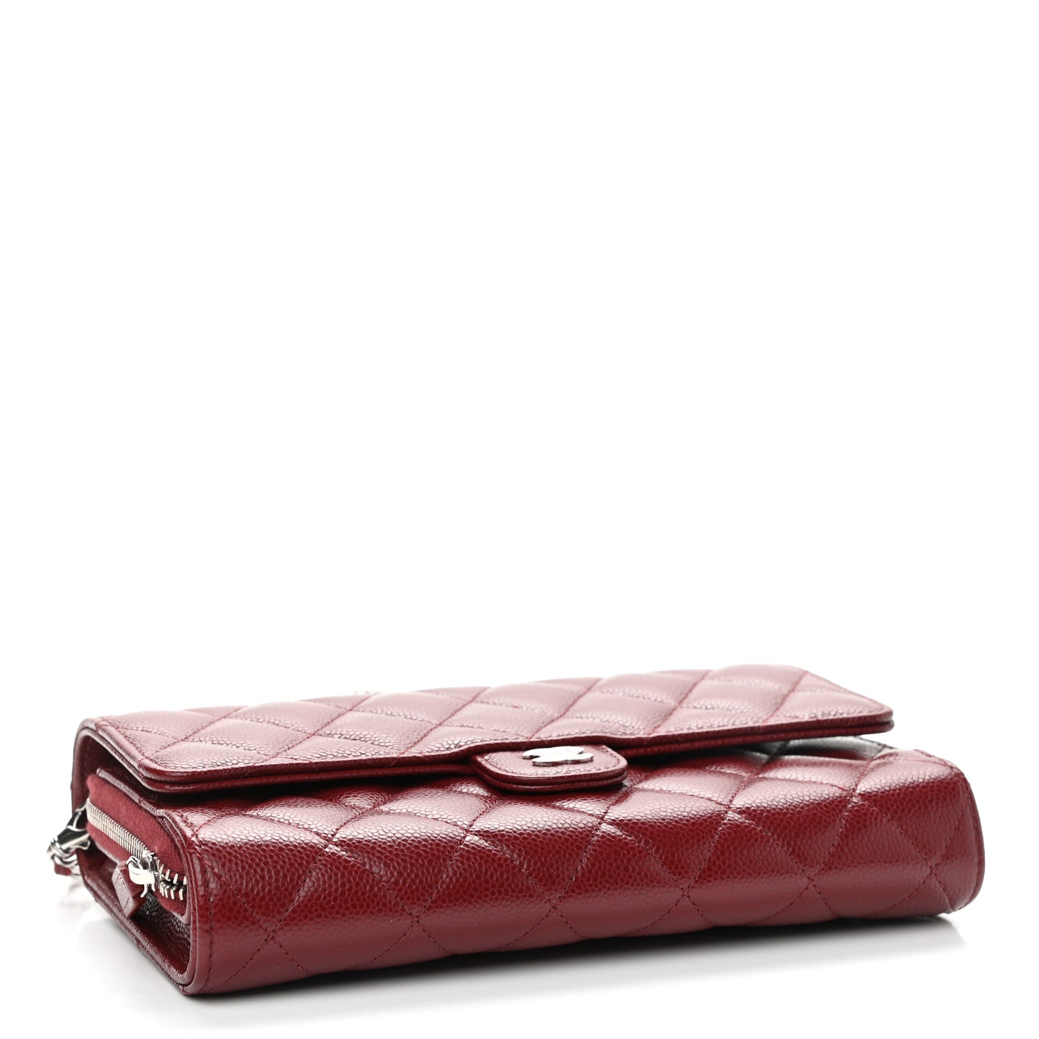 Chanel Caviar Quilted Phone Holder Wallet on Removable Chain Red 4 of 12
