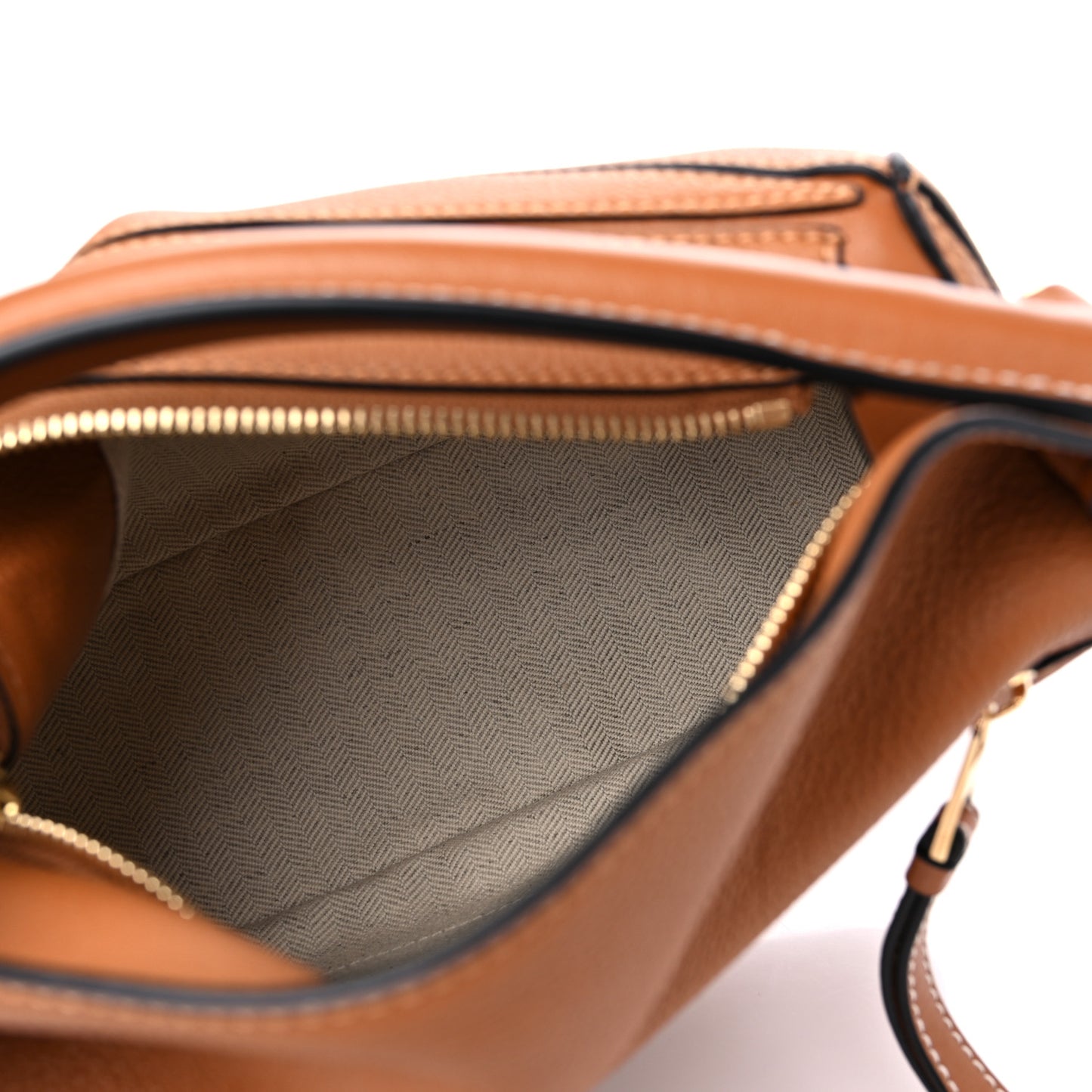 Grained Calfskin Small Puzzle Bag Tan
