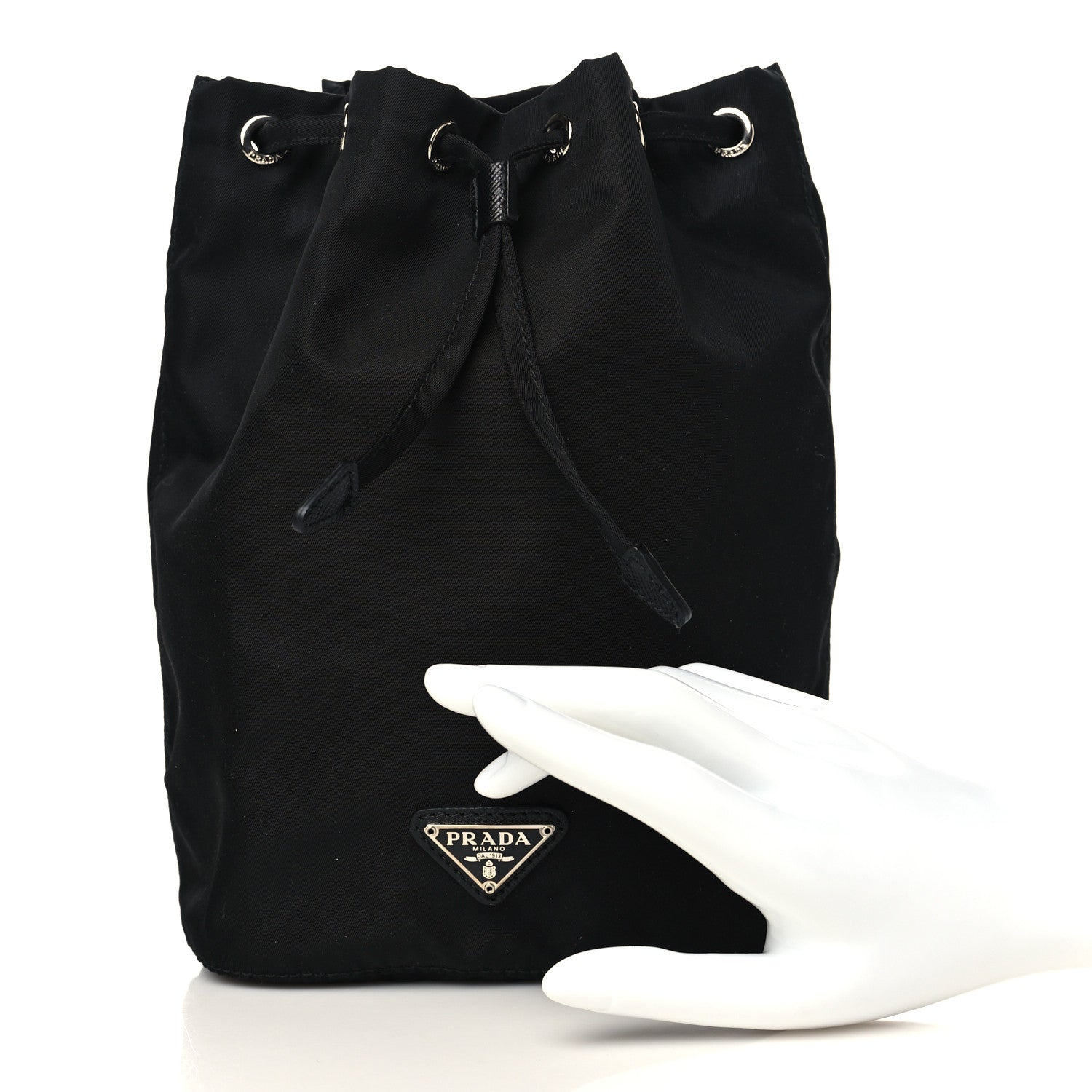 Prada Nylon Vela Drawstring Pouch Black 3 of 10