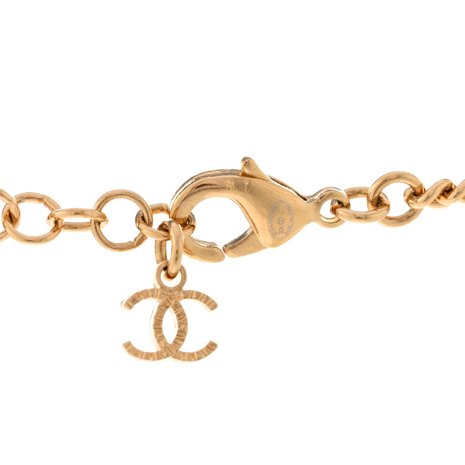 Chanel CC ID Dog Tag Charm Necklace Gold Black 5 of 6