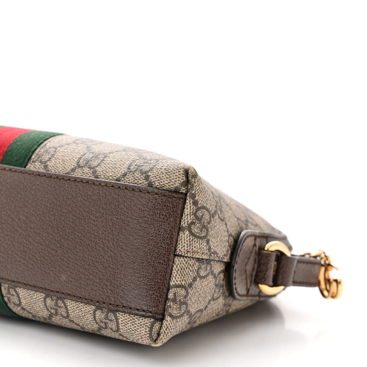 GG Supreme Monogram Textured Dollar Calfskin Web Small Ophidia Dome Shoulder Bag Beige Ebony New Acero