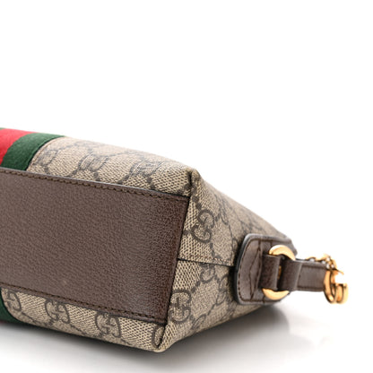 Gucci GG Supreme Monogram Textured Dollar Calfskin Web Small Ophidia Dome Shoulder Bag Beige Ebony New Acero 10 of 13