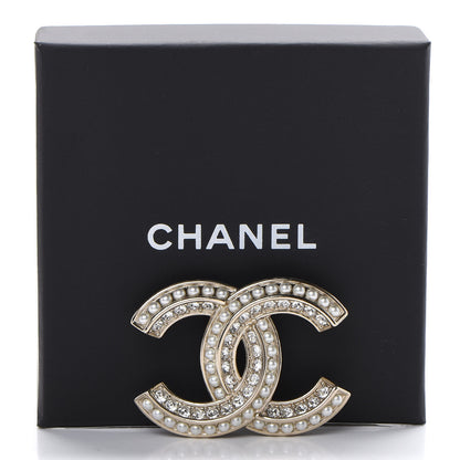 Chanel Crystal Pearl Chain Mania CC Brooch Gold 4 of 4