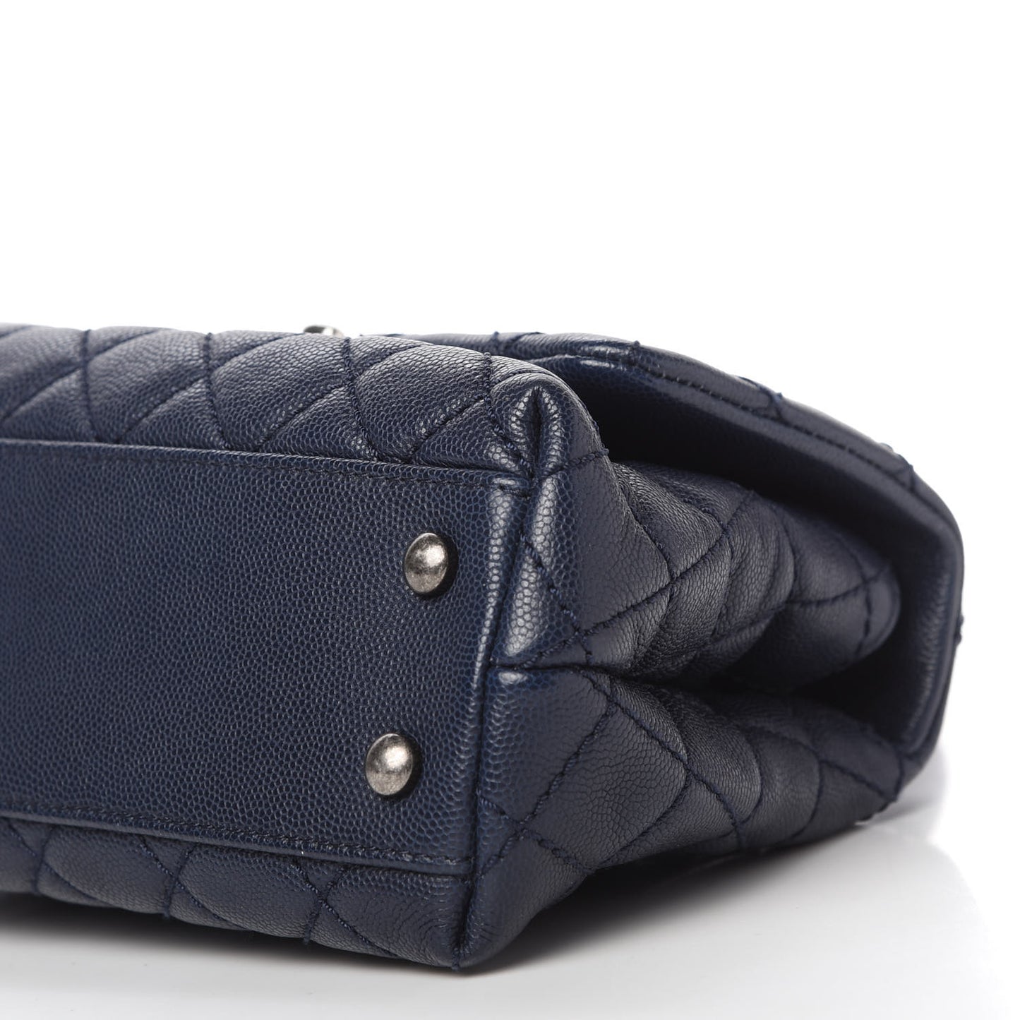 Caviar Quilted Mini Coco Handle Flap Navy Blue