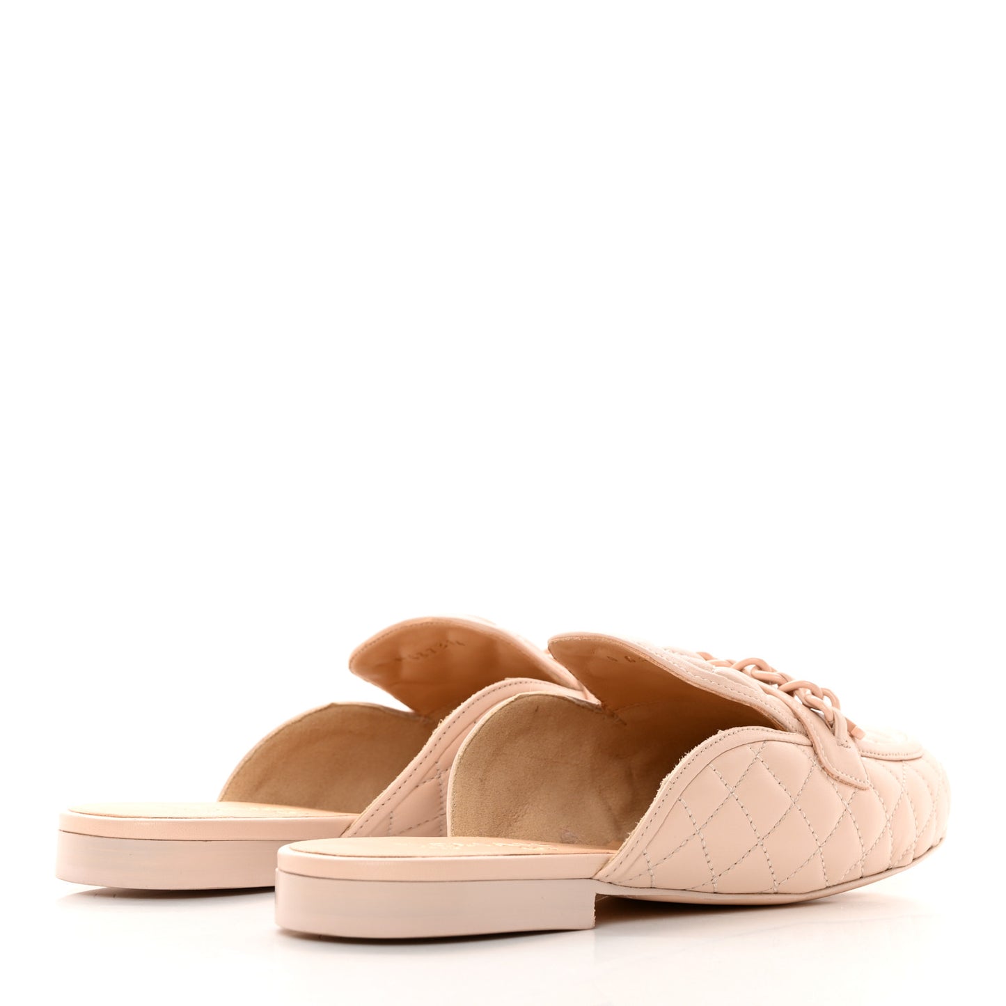 Lambskin Quilted Chain CC Mules 37.5 Light Pink