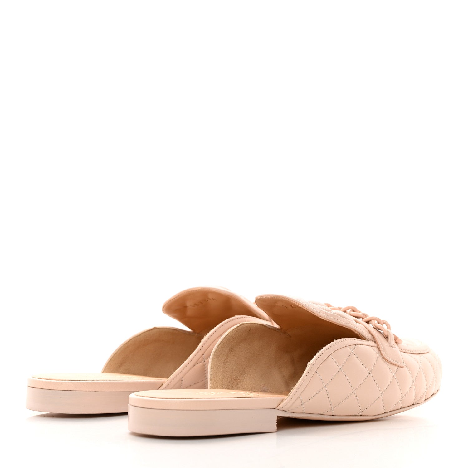 Chanel Lambskin Quilted Chain CC Mules 37.5 Light Pink 4 of 13
