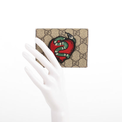 Gucci GG Supreme Monogram Kingsnake Heart Embroidered Print Card Case Red 2 of 6