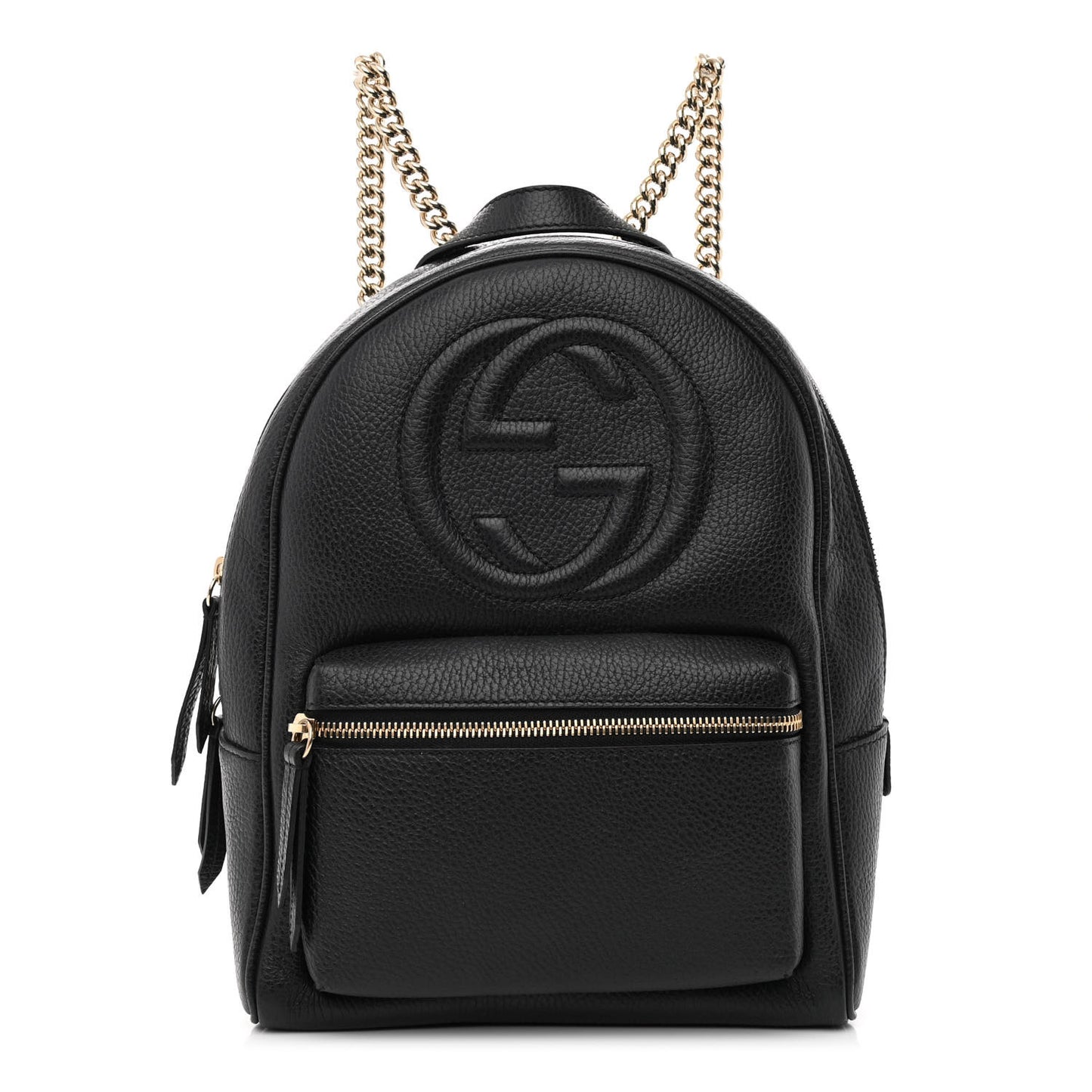 Pebbled Calfskin Soho Chain Backpack Black