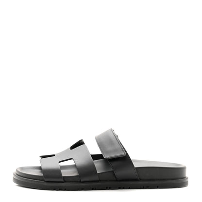 Hermes Calfskin Womens Chypre Sandals 38 Black 1 of 9