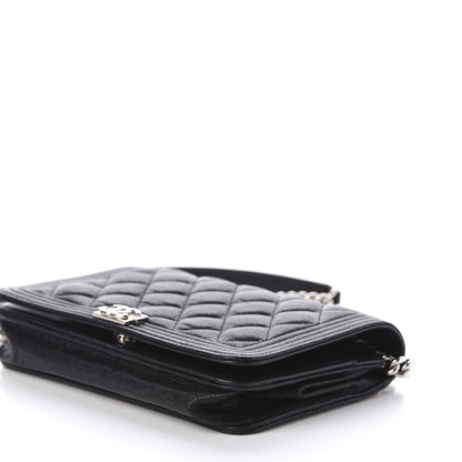 Chanel Caviar Quilted Boy Wallet On Chain WOC Black 7 of 12