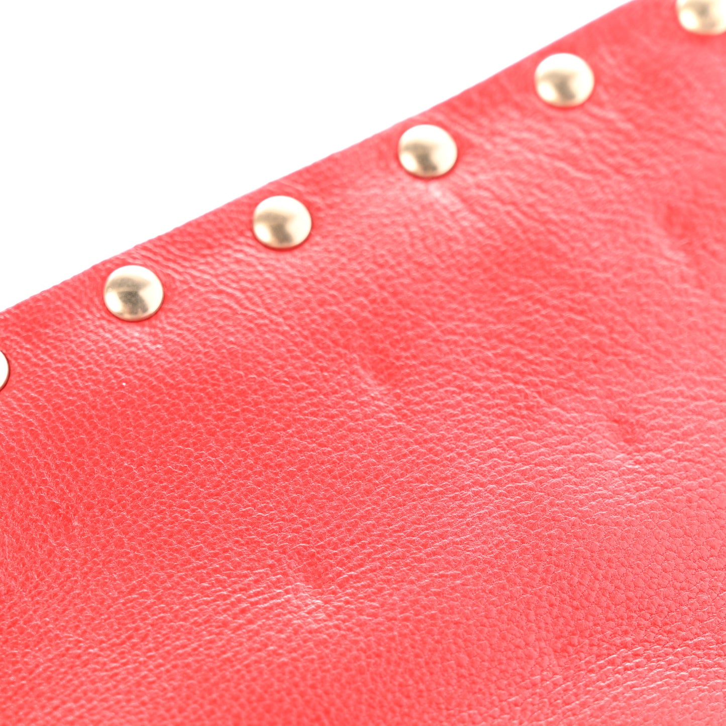 Nappa Lettering Print Medium Rockstud Spike Shoulder Bag Red Pink