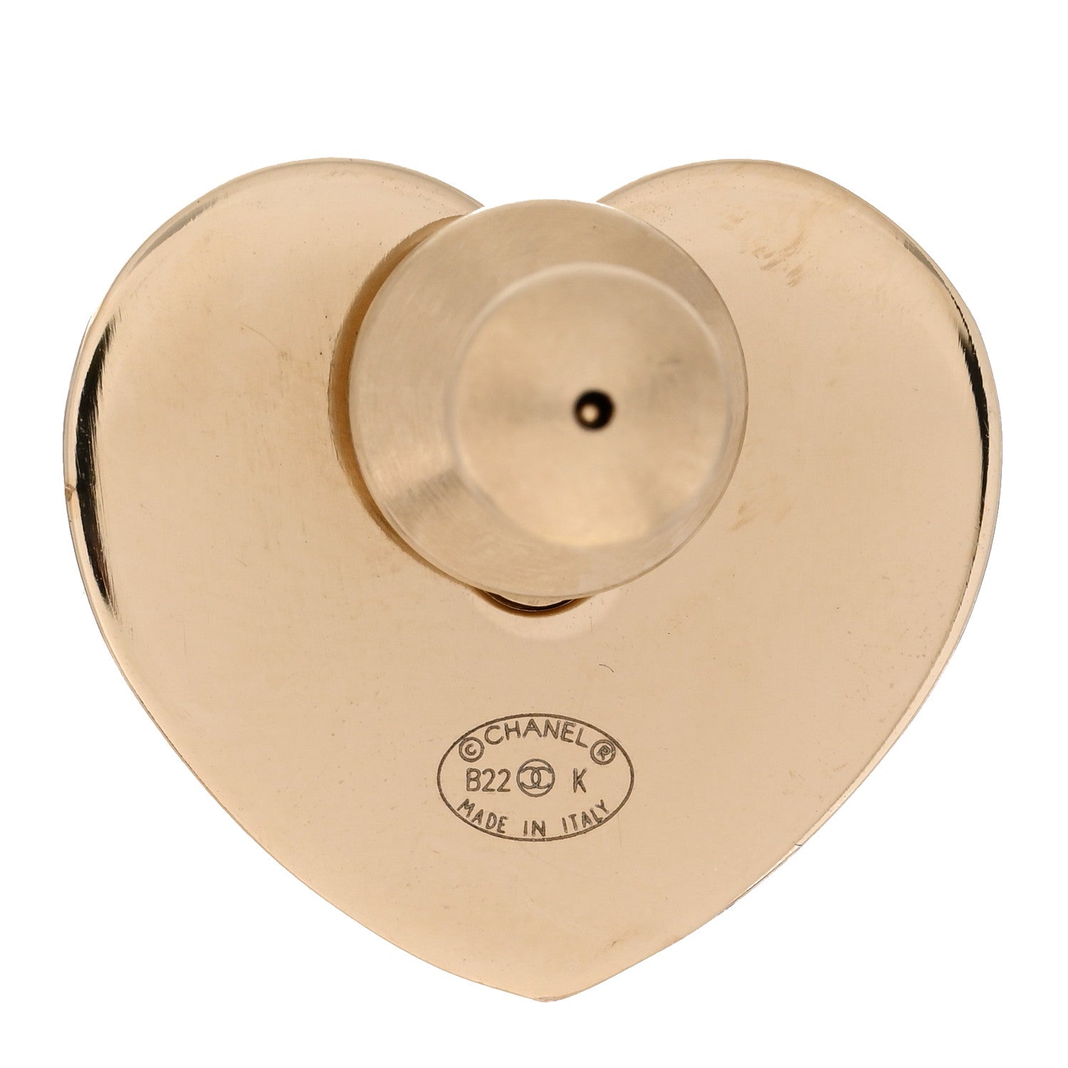 Chanel Resin Quilted CC Heart Brooch Gold Black 3 of 5