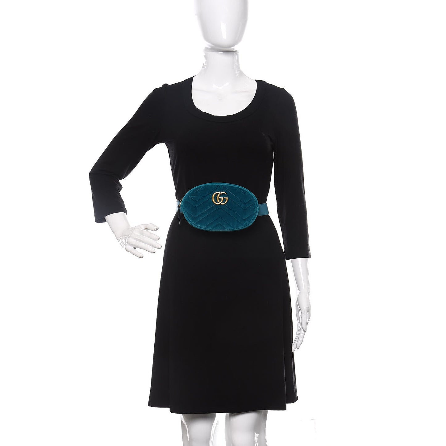 Velvet Matelasse GG Marmont Belt Bag 85 34 Pavone Cyan