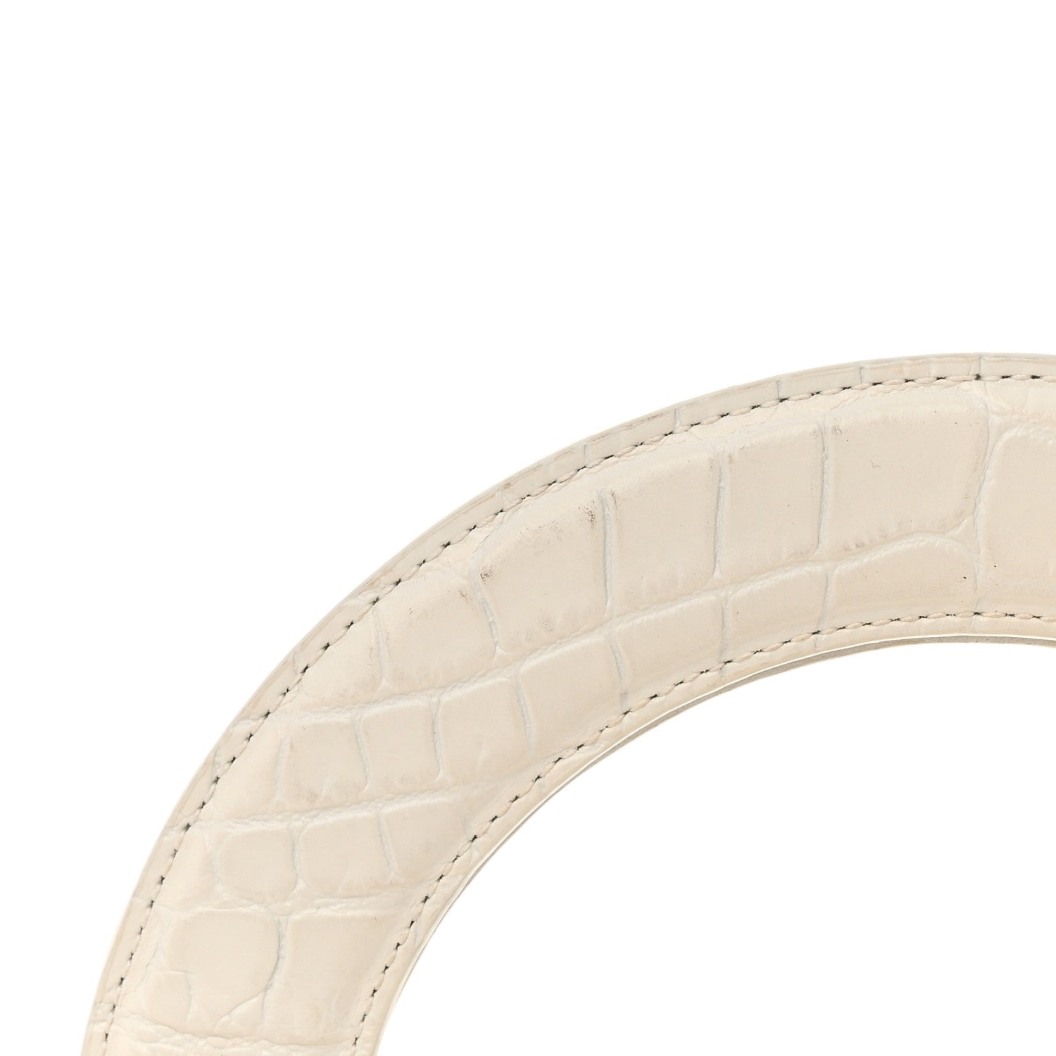 Bottega Veneta Calfskin Crocodile Embossed Doll Top Handle Bag White 16 of 17