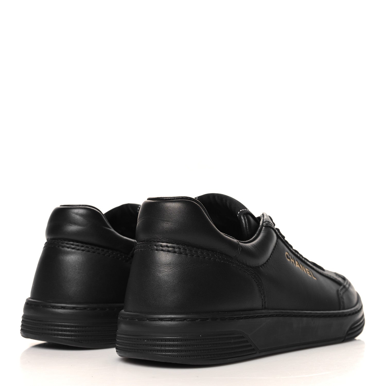 Chanel Calfskin Womens CC Logo Sneakers 37.5 Black 5 of 8