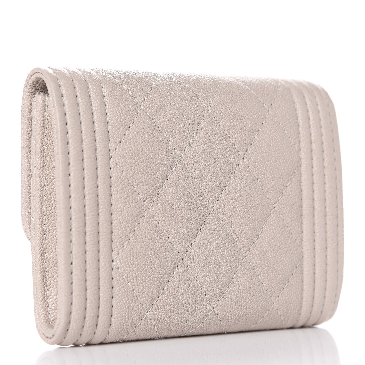 Chanel Iridescent Caviar Quilted Boy Card Holder Wallet Beige 3 of 8