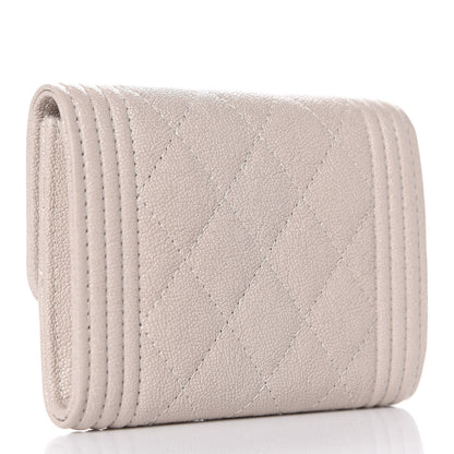 Chanel Iridescent Caviar Quilted Boy Card Holder Wallet Beige 3 of 8