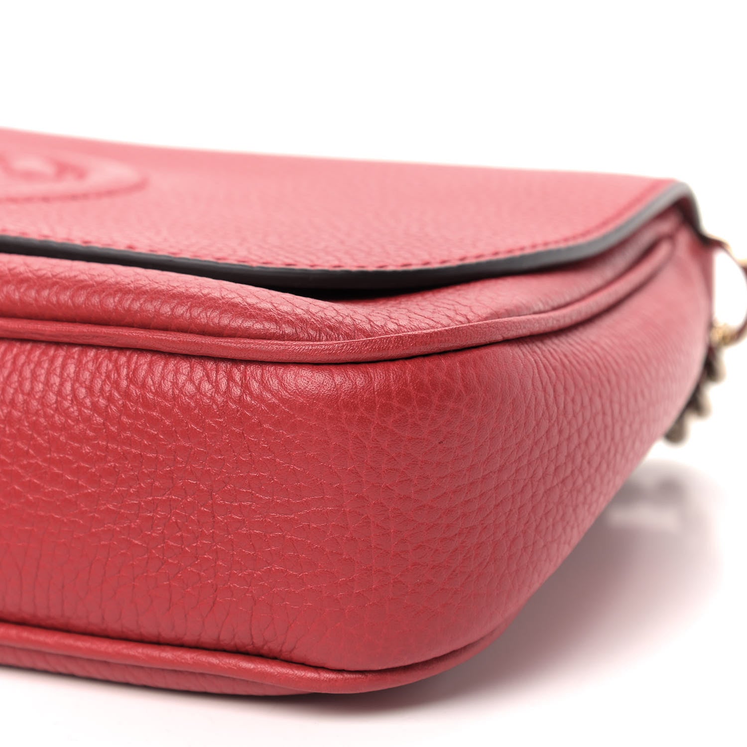 Gucci Pebbled Calfskin Medium Soho Flap Crossbody Vibrant Red 6 of 8
