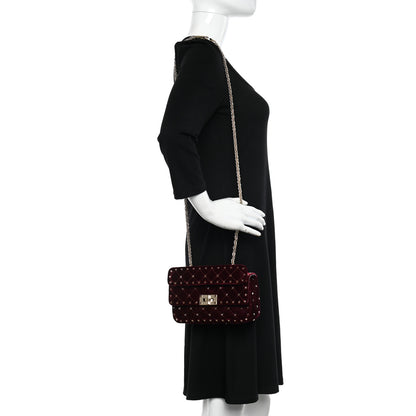 Valentino Garavani Velvet Small Rockstud Spike Shoulder Bag Rubino 2 of 9