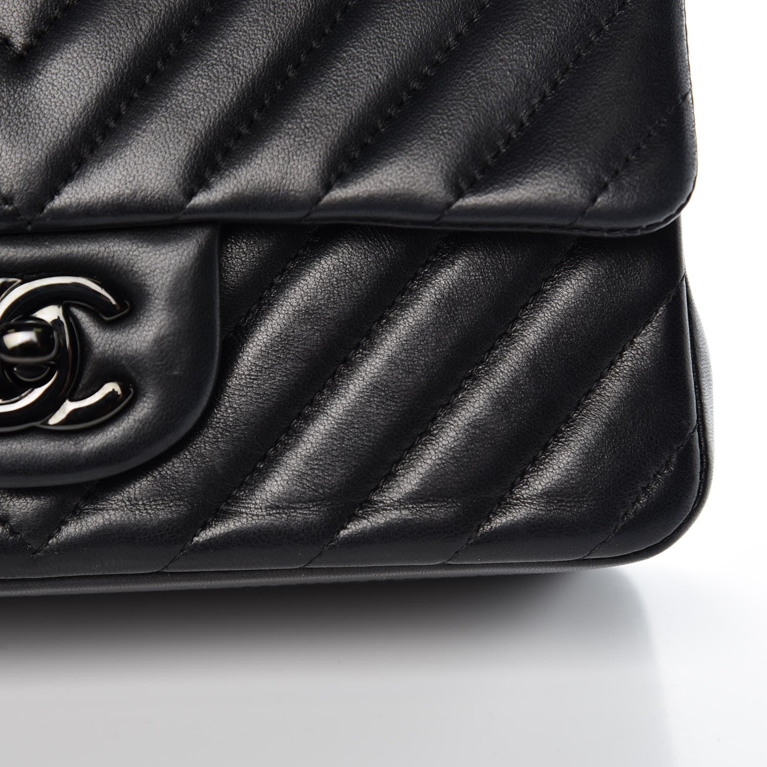 Chanel Lambskin Chevron Quilted Mini Rectangular Flap So Black 14 of 16