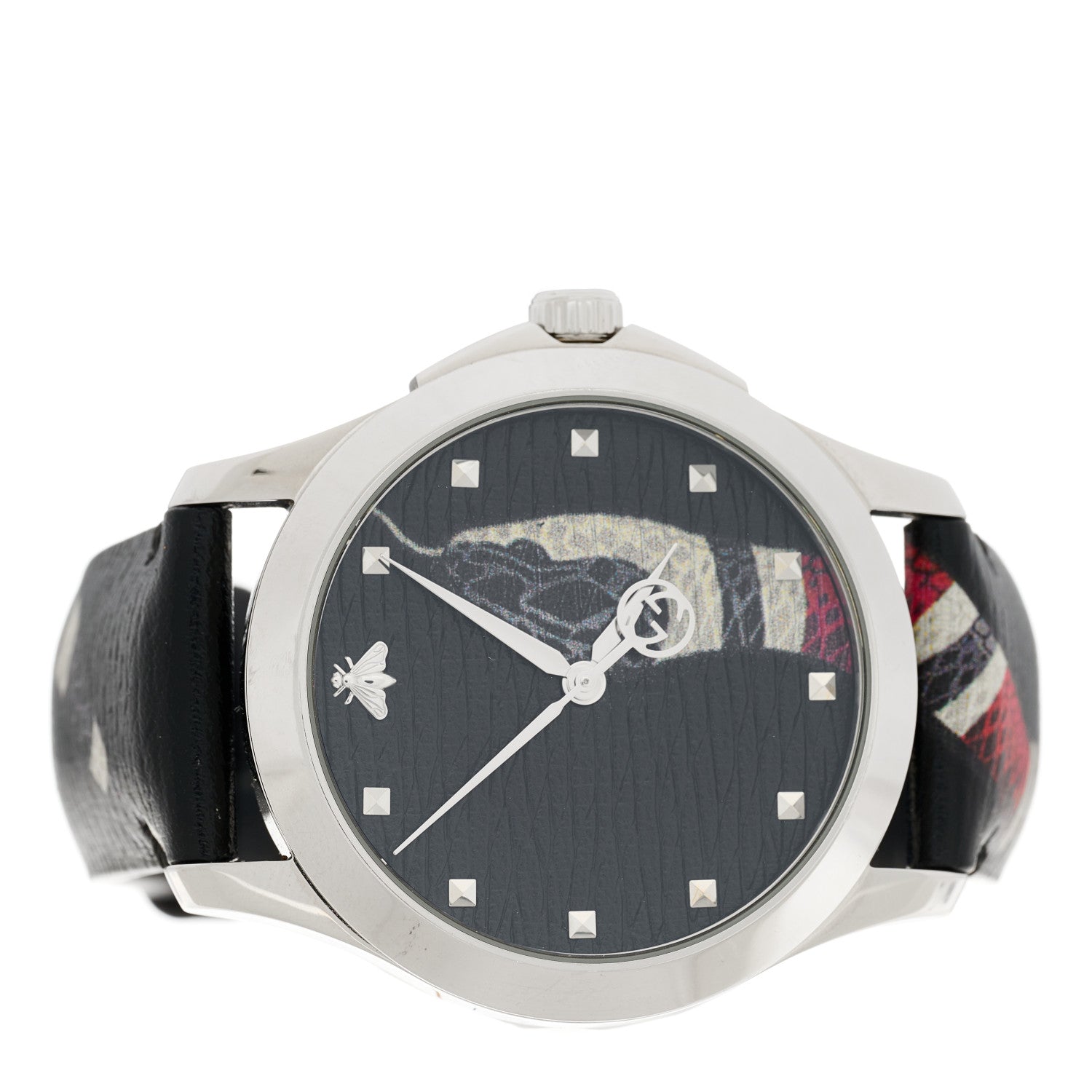 Gucci Stainless Steel Calfskin 38mm Le Marche Des Merveilles Snake Quartz Watch Black 2 of 4