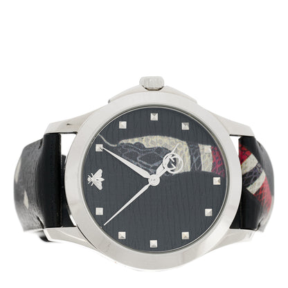Gucci Stainless Steel Calfskin 38mm Le Marche Des Merveilles Snake Quartz Watch Black 2 of 4