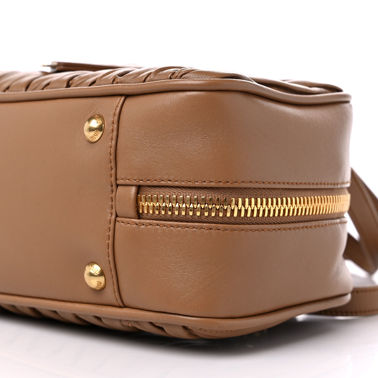 Miu Miu Nappa Matelasse Large Arcadie Top Handle Bag Caramel 8 of 8