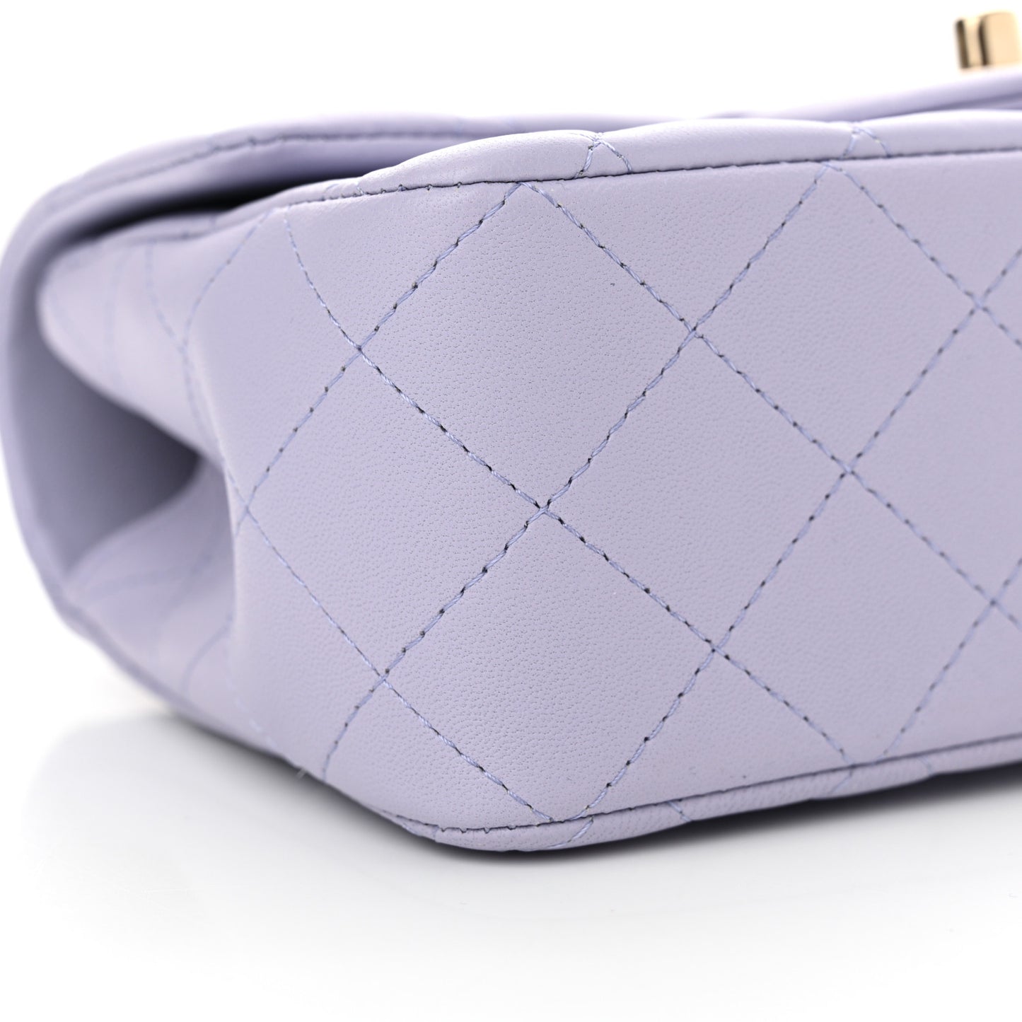 Lambskin Quilted Mini Top Handle Rectangular Flap Light Purple