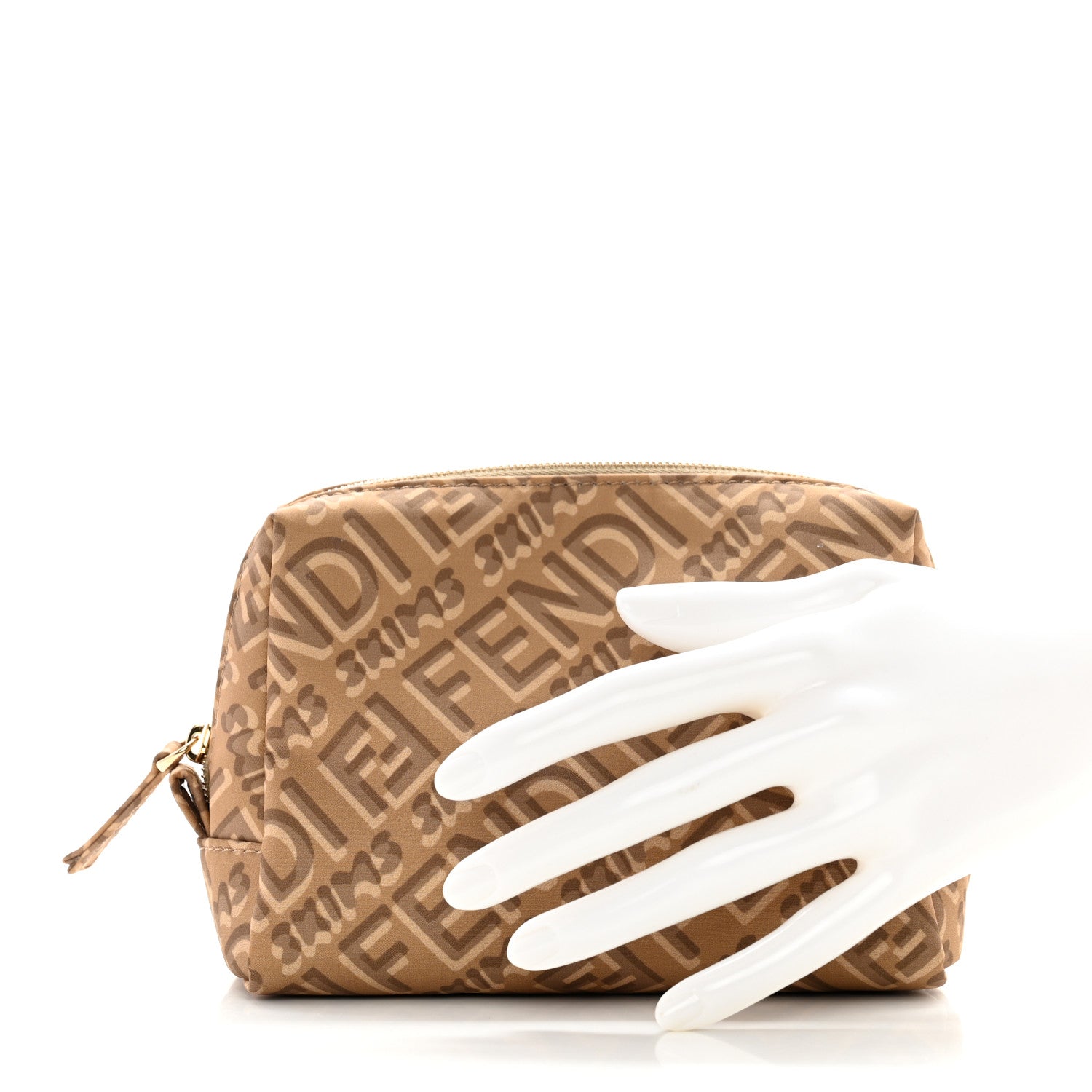 Fendi X SKIMS Nylon Small Trapezoid Beauty Pouch Sand 2 of 8