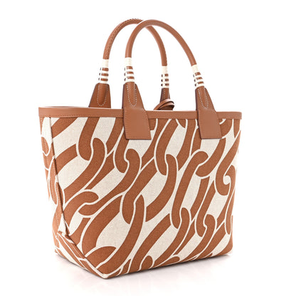 Hermes H Plume Canvas Swift Printed Maillons & Co Steeple 25 Bag Fauve Ecru Beige Gold 3 of 12