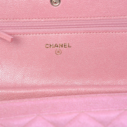 Chanel Iridescent Caviar Quilted Wallet on Chain WOC Rose Pink 6 of 9