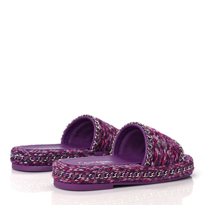 Chanel Cord Braided Chain Slide Sandals 37 Dark Purple 3 of 8