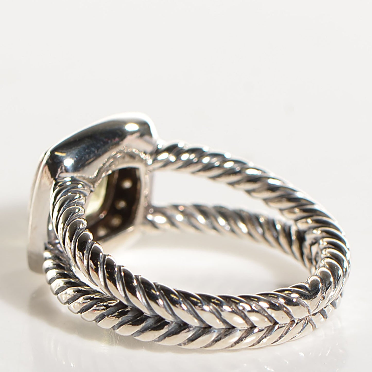 Sterling Silver Diamond Prasiolite 7mm Petite Albion Ring 52 6