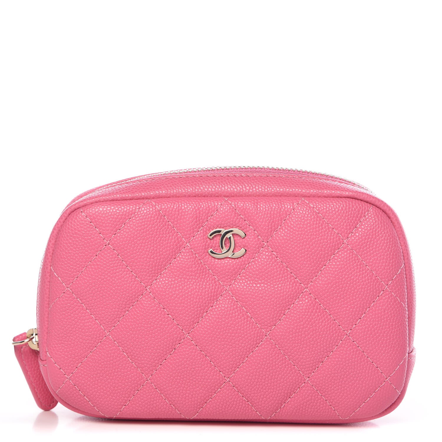 Chanel Caviar Quilted Small Curvy Pouch Cosmetic Case Pink 1 of 8
