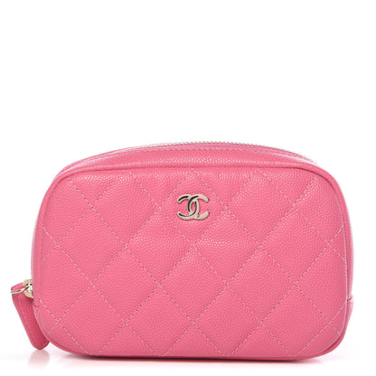 Chanel Caviar Quilted Small Curvy Pouch Cosmetic Case Pink 1 of 8