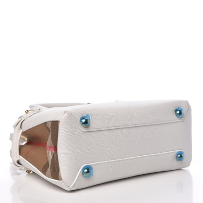 Burberry Grainy Calfskin House Check Small Banner Tote Chalk White 4 of 13