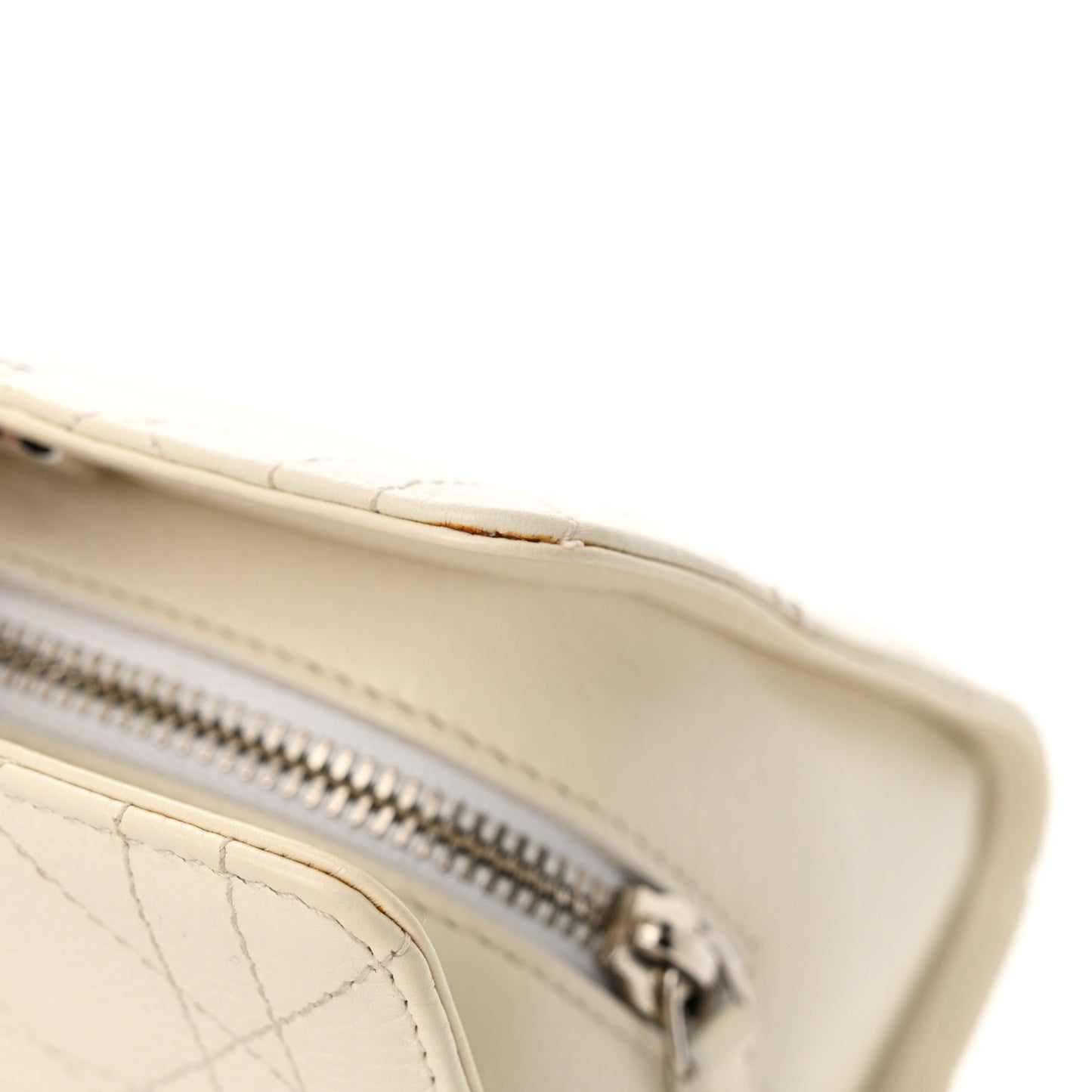 Calfskin Cannage Stitched Small East West Lady Dior White