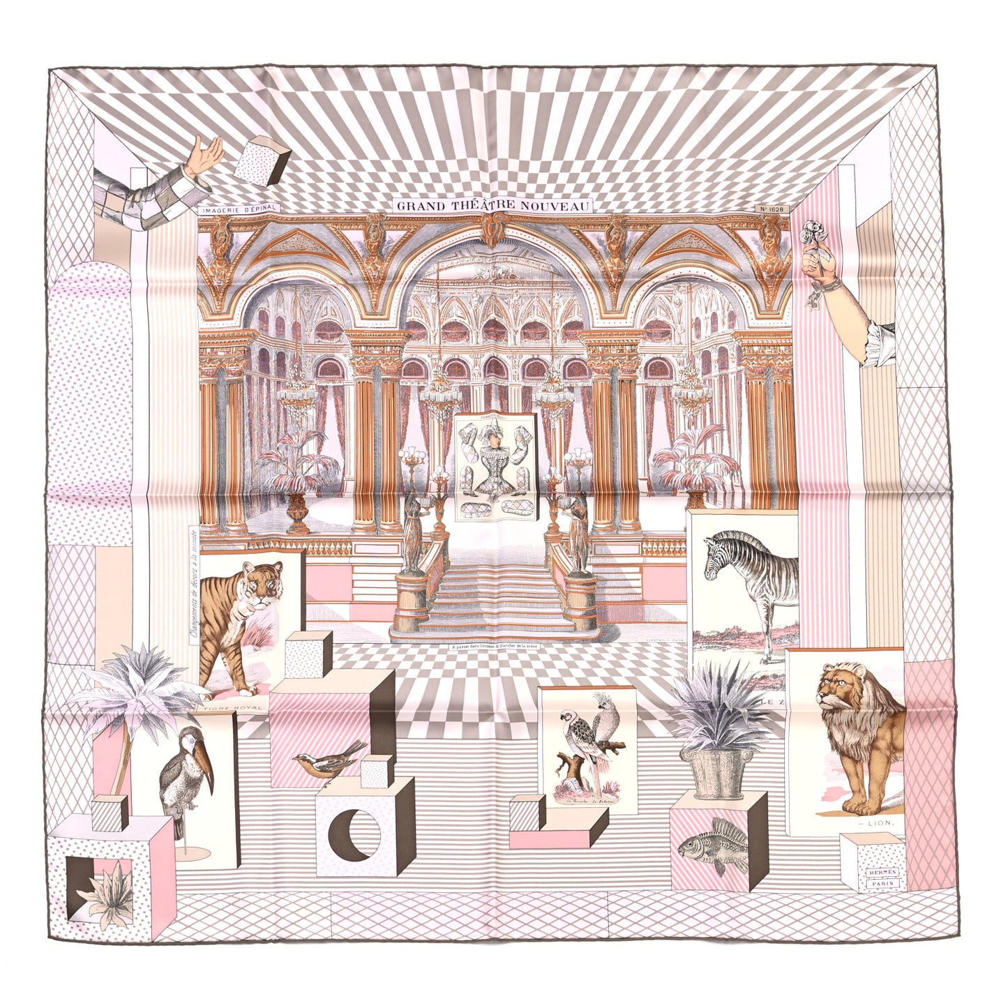 Silk Grand Theatre Nouveau Scarf 90 Rose Pale Etoupe