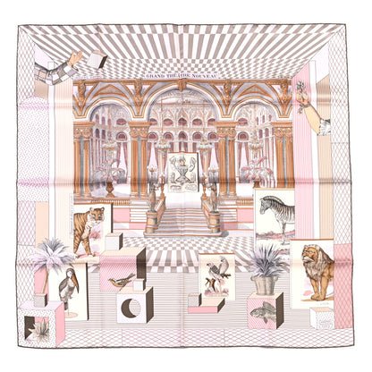 Hermes Silk Grand Theatre Nouveau Scarf 90 Rose Pale Etoupe 1 of 6