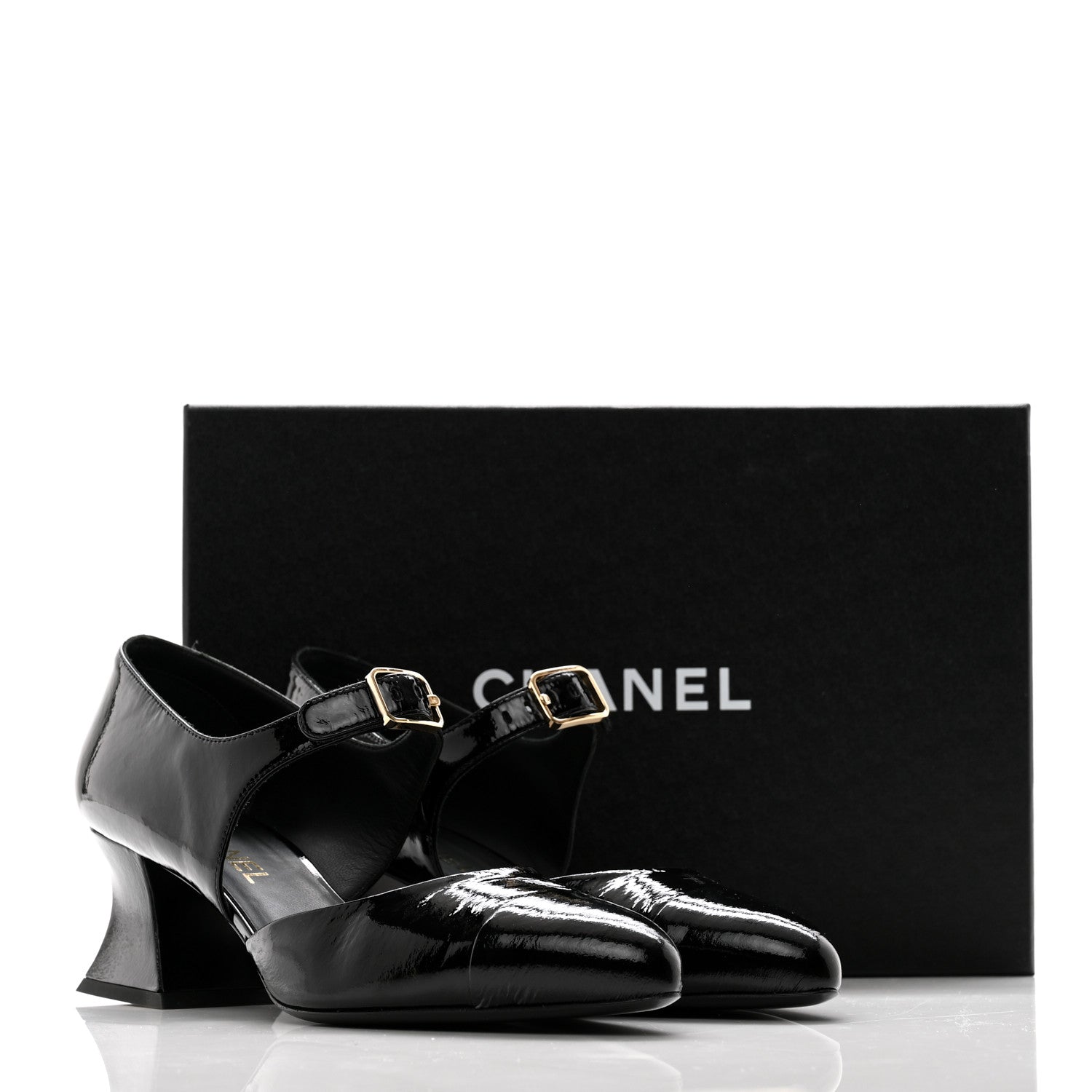 Chanel Patent Goatskin Cap Toe Pumps 39 Black 11 of 11