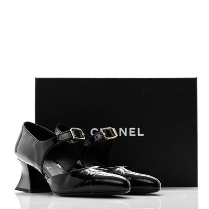 Chanel Patent Goatskin Cap Toe Pumps 39 Black 11 of 11