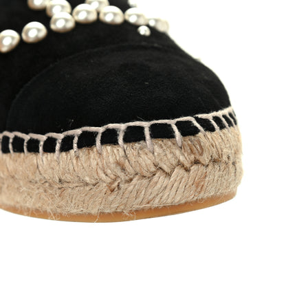 Chanel Suede Pearl CC Espadrilles 37 Black 12 of 13