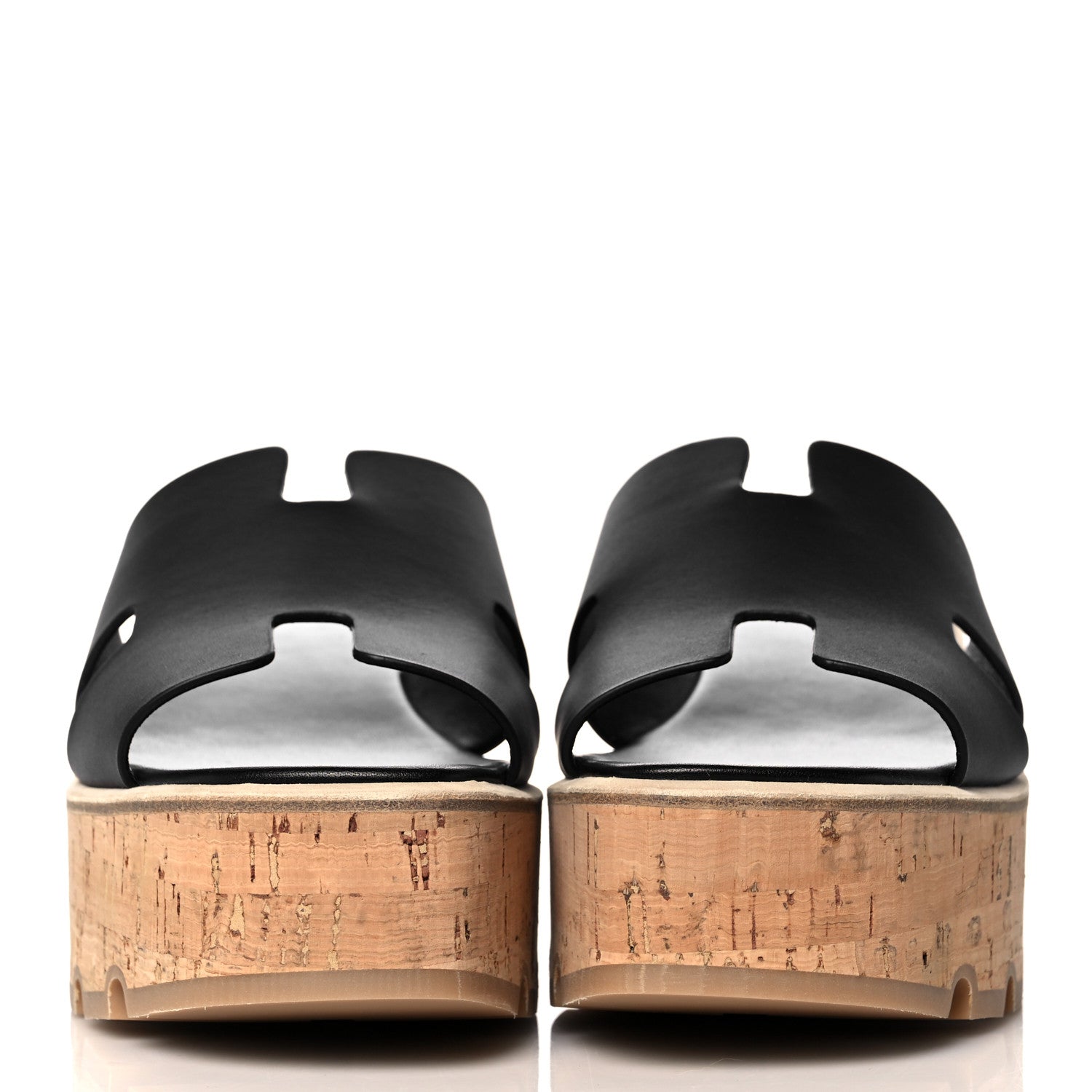 Hermes Calfskin Cork Eze 30 Sandals 40 Black 2 of 9
