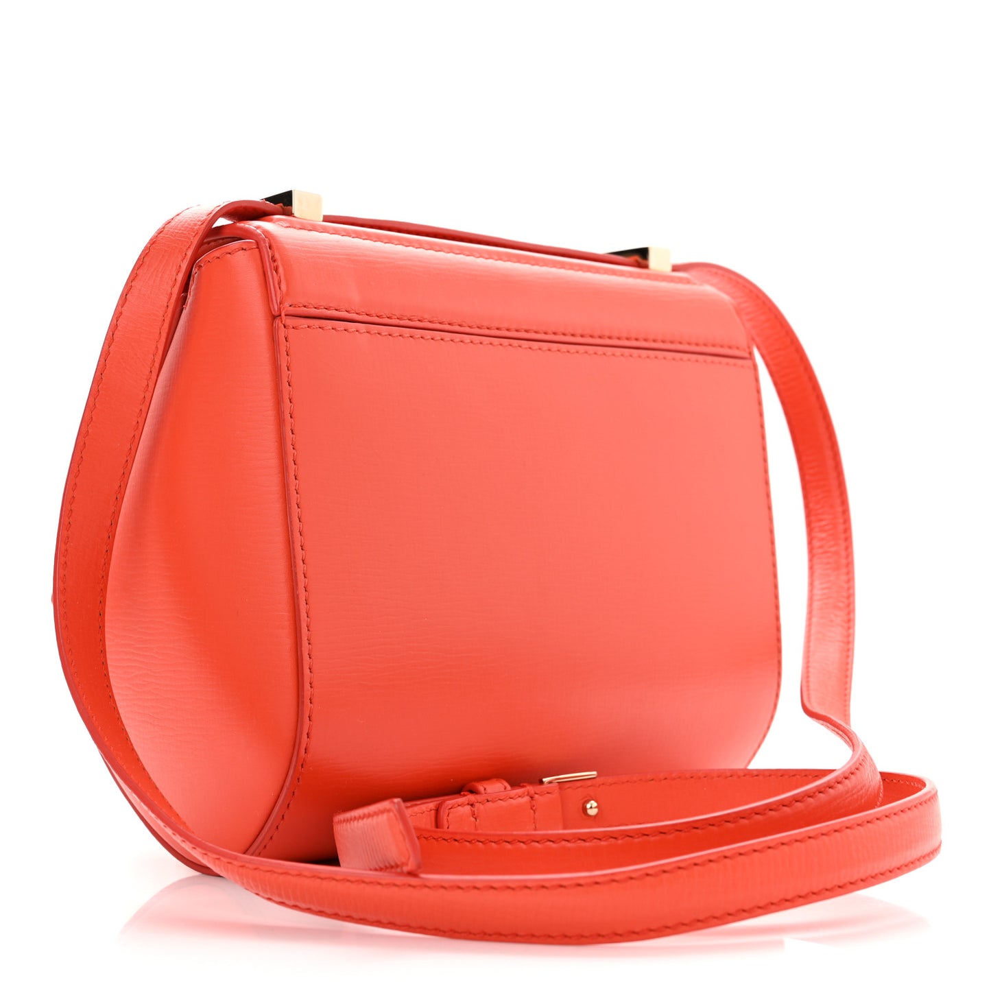 Textured Calfskin Mini Pandora Box Crossbody Bag Orange