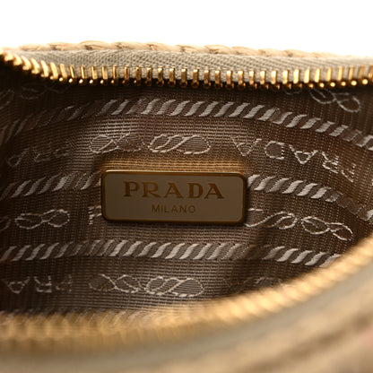 Prada Yarn Raffia Effect Crochet Striped Re-Edition 2005 Shoulder Bag Naturale Petalo 6 of 9