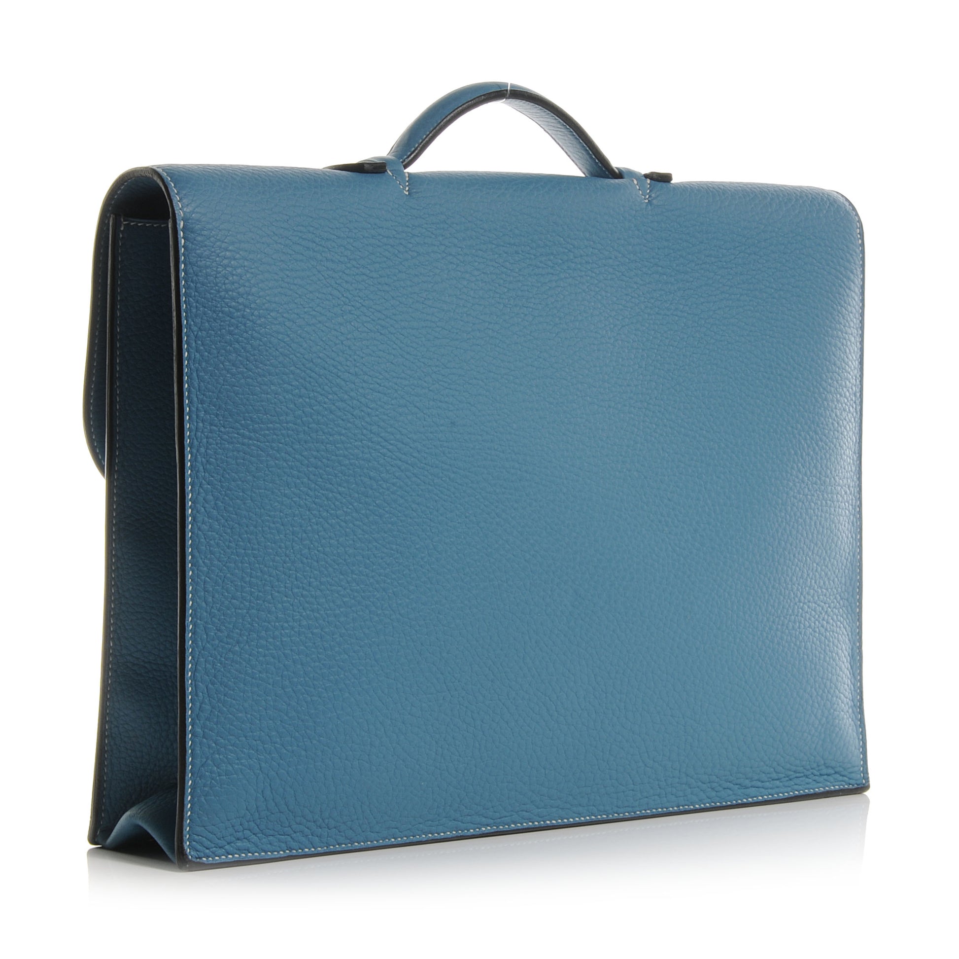 Hermes Taurillon Clemence Sac a Depeche 41 Briefcase Blue Jean 3 of 8
