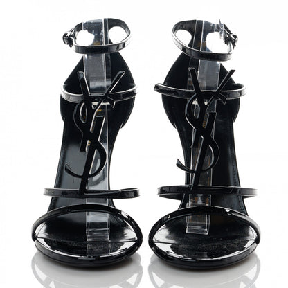 Saint Laurent Patent Calfskin Cassandra 110 Sandals 37 Black 2 of 8